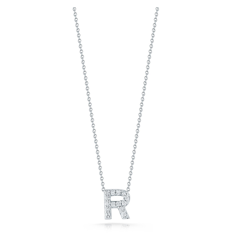 Roberto Coin Tiny Treasures White Gold "Love Letter" Initial Pendant